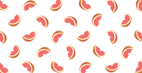 Panoramic pattern white background to grapefruit slices - Vector illustration