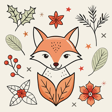 Winter Floral Line Art Vector Set | Minimal Botanical & Holiday Plant Outline Illustrations
