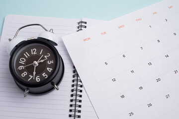 Monthly calendar. Calendar with date on paper. Day planner. Schedule of the week, month and year. Modern organizer. Business diary. Deadline reminder. Daily event management. Template and grid