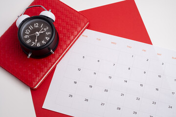 Monthly calendar. Calendar with date on paper. Day planner. Schedule of the week, month and year. Modern organizer. Business diary. Deadline reminder. Daily event management. Template and grid