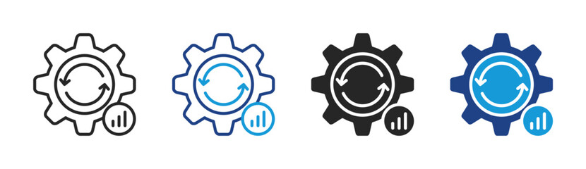 Process icon set multiple style collection