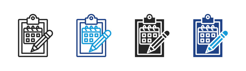 Planning icon set multiple style collection