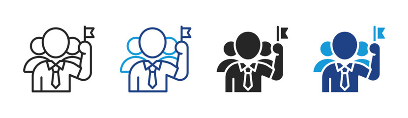 Leadership icon set multiple style collection