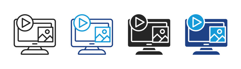 Digital Content icon set multiple style collection