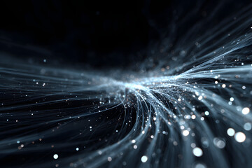 digital interface composed of glowing light particles and streaming data flows in a sleek futuristic technology concept