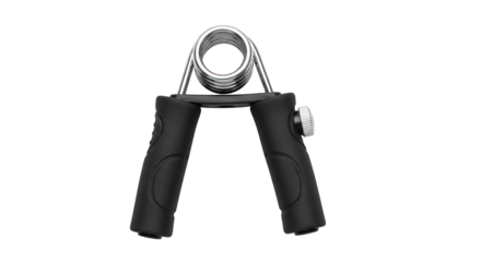 Black hand grip strengthener isolated on transparent background for fitness