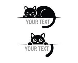 Funny Black Cat Border PNG Bundle  Halloween Kitty Split Monogram  Pet Memorial Text Divider