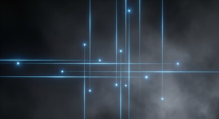 Futuristic digital network with glowing blue lines and data points on a dark background