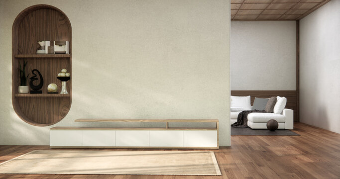 china cabinet wooden minimalist design muji style.3D rendering