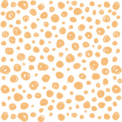 Hand Drawn Doodles Orange Circles Scattered Across White Background Simple Pattern Texture Abstract Organic Shapes