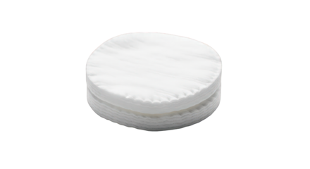 Stack of cotton pads isolated on transparent background for skincare