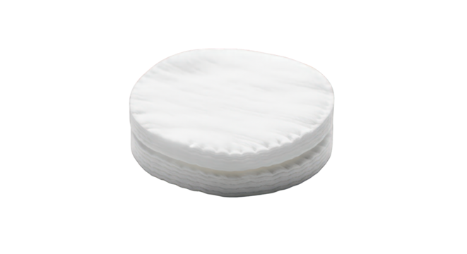 Stack of cotton pads isolated on transparent background for skincare