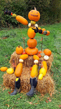 Pumpkin Man Halloween Decoration Made from Assorted Pumpkins