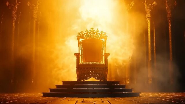 Fantastically beautiful throne of power of king or queen in throne room for coronation