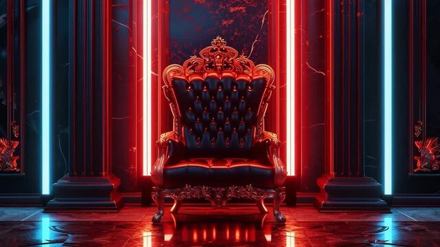Fantastically beautiful throne of power of king or queen in throne room for coronation