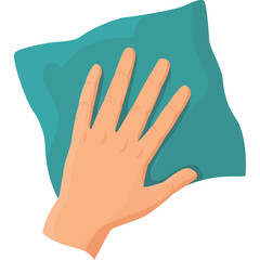 Hand Holding Teal Cloth For Cleaning Or Wiping With Transparent Background And White Skin Tone