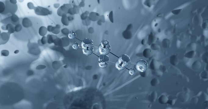 Uracil rotating molecular 3d structure ball-and-stick model, looped video pyrimidine nucleobase
