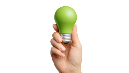 Hand Holding Green Light Bulb - Eco-Friendly Energy Concept