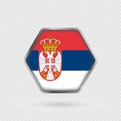 Obraz premium Serbia flag in a hexagon frame.