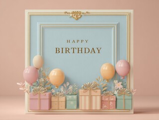 Happy Birthday Celebration with Colorful Gifts