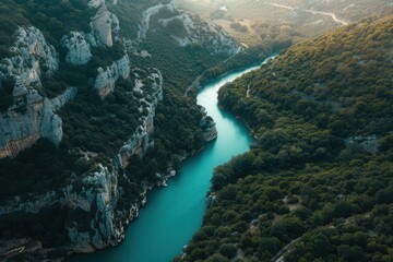 Drone Footage River-Carved Valley Features