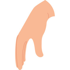 Illustration of a pale skin hand with fingers gently curved downwards against a transparent background isolated element for design projects