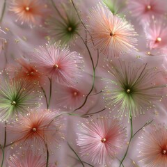 Pastel Floral Background. Soft pink and green flowers with delicate textures.