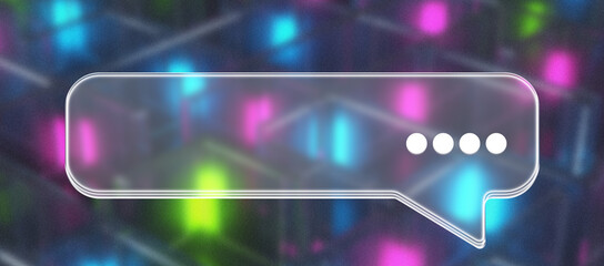 Abstract speech bubble on a colorful background, representing online communication and digital messaging, with a blurred and glowing effect for modern design