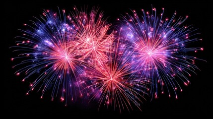 Colorful Fireworks Display on Black Background for Celebrations and Special Occasions Photography