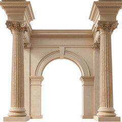 Obraz premium Elegant roman archway with fluted columns architectural element isolated on black isolated on transparent background