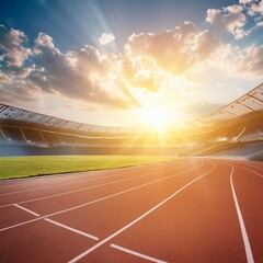  Athletics track in a stadium with an asphalt running race