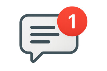 Chat notification bubble with new message counter showing missed communication alert on transparent background