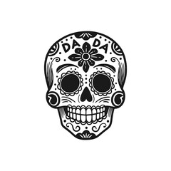 Obraz premium Calavera skull. Black white vector illustration.