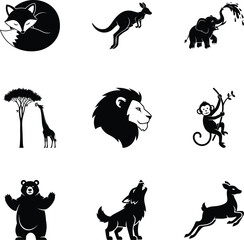 Naklejka premium Vector art of collection of wild animals