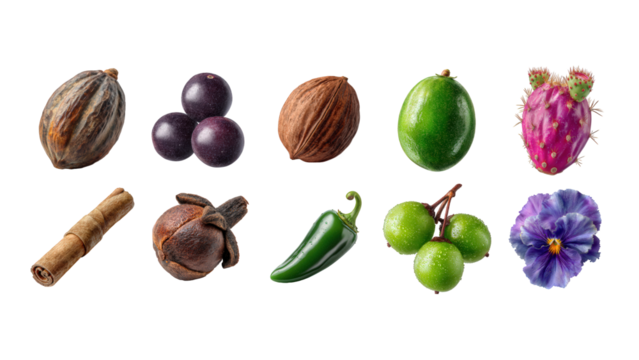 Herbs & Accents - Feijoa, Kiwi Berry, Cactus Pear, Açai Berry, Cocoa Bean, Clove, Nutmeg, Edible Flower, Chili Pepper, Cinnamon Stick