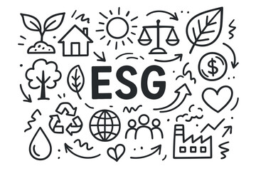 Sustainable growth icons: esg, recycling, renewable energy, environment