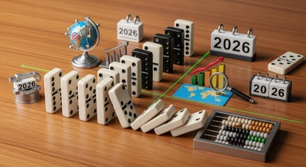 Educational Tools and Learning Concepts for Children with Abacus and Dominoes on Wooden Table