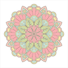 Pastel Mandala Floral Pattern Vector Illustration