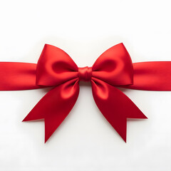 Fototapeta premium Festive Red Ribbon with Perfectly Tied Bow
