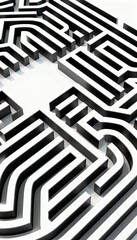 Intricate square black maze on white background with bold, high-contrast lines.
