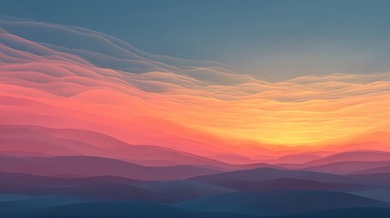 Fototapeta premium A stunning sunrise showcases a gradient sky filled with captivating wave textures, creating an ethereal landscape of dawn.