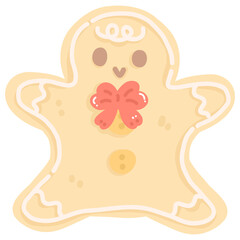 Cute Gingerbread Cookie Illustration 