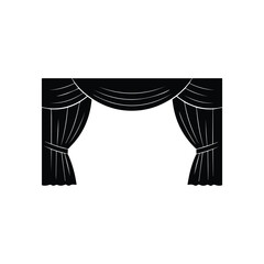 Vector illustration of red velvet theater curtain with spotlight on stage backdrop