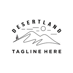 Sahara desert logo vector illustration, line illustration design concept