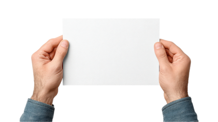 Hands Holding Blank Paper: Template for Message or Design