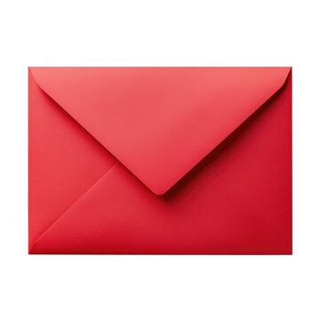 Red blank envelope mockup isolated on transparent background