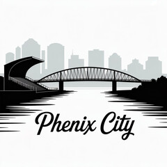 ‎Phenix City Alabama Skyline Silhouette — Riverside Gateway to Georgia Vector Illustration