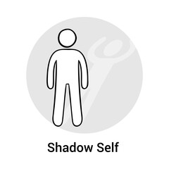 Hand Drawn Shadow Self Icon - Unconscious Mind - Inner Darkness - Hidden Aspects - Psychology Concept