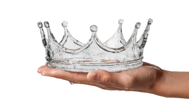 Water Crown - Hand Holding Crown Made of Water - Powered by Adobe