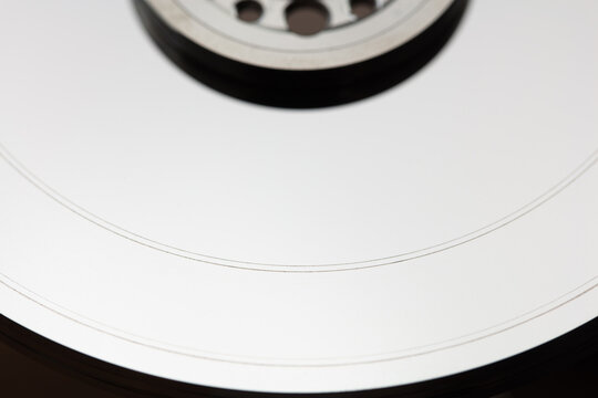 Disk crash. Damaged hard disk, Hard drive, HDD, HD platter. Circular scratch marks or grooves forming on a physical hard disk platter.  